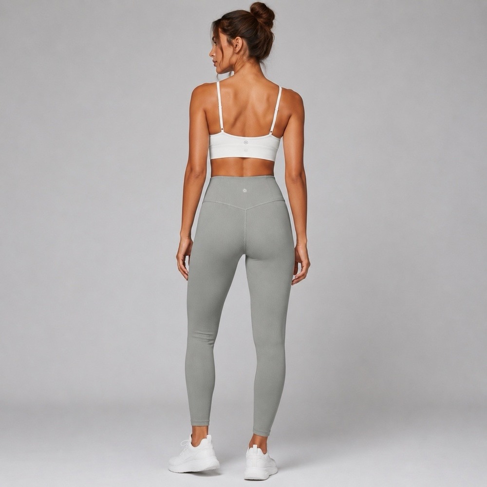 Athleta Elation Rib Tight Leggings Sage Green Ribbed High Rise Size Small